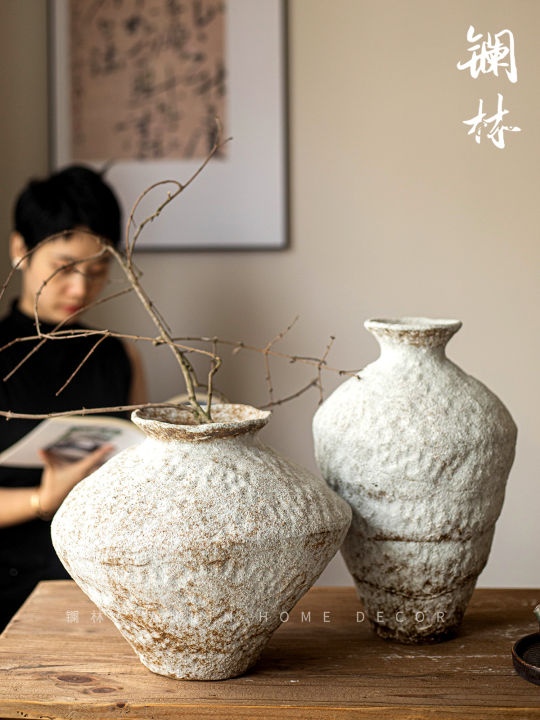 กระถางดินเผาลายนูนสไตล์จีนโบราณ ขนาดใหญ่ สำหรับตกแต่ง