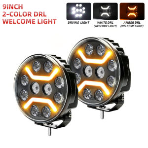 HL 9" Dual Color V-Shape DRL LED Work Light Super Bright Driving Spotlight IP68 off-road use for Truck Forklift Tractor 12V 24V