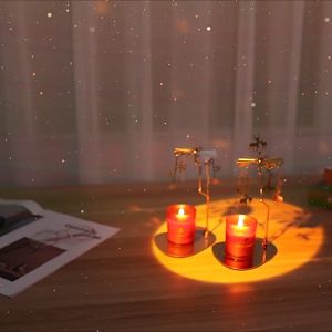 Stainless Metal Rotating Spinning Windmill Scented Candle Tray Holder Gift Set