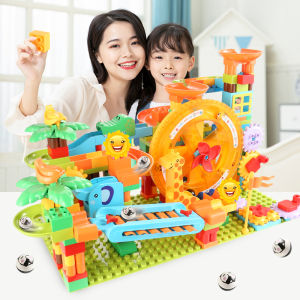 Newest Big Size DIY Marble Race Run Building Blocks Creative Piano Turntable Blocks Plastic Funnel Slide DIY Assembly Bricks