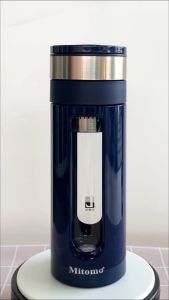 Bình Pha Trà Mitomo 2 Lớp Cách Nhiệt Inox 550ml - Bình Thủy Tinh Đa Năng Chống Rối Vỡ