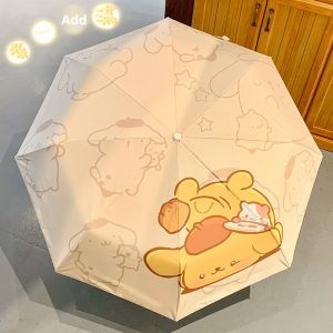Pom Pom Purin Umbrella Womens Dual-Use Cute Automatic Sun Umbrella Sun Protection UV Protection Young Adult Heart Lovely Umbrella
