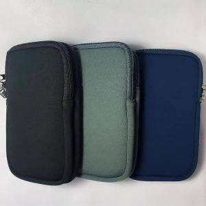 Vertical Mobile Phone Waist Bag Double Layer Zipper Soft-Cloth Bag Thickened Small Bag Lanyard Cosmetics Bag Portable Hanging Buckle Belt
