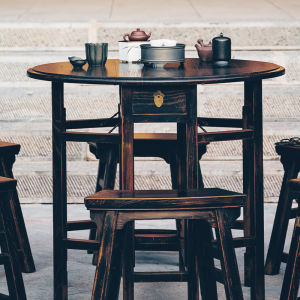 XUEGU | Retro Style Folding Solid Wood Table 90cm
