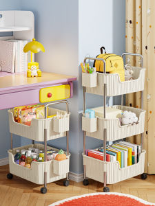 Acrylic Multi-Layer Standing Storage Rack Mobile Toy Book Bag Organizer Home Use Utility Cart Simple Style Plastic Material