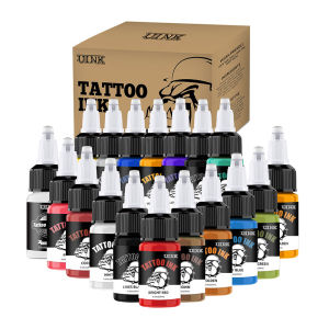 UINK Professional Tattoo Ink 20 ml/0.65 oz Tattoo Pigment 18 ชิ้นชุดหมึกสักศิลปินสักเครื่องมือขนาดเล็กอนุภาค pigment