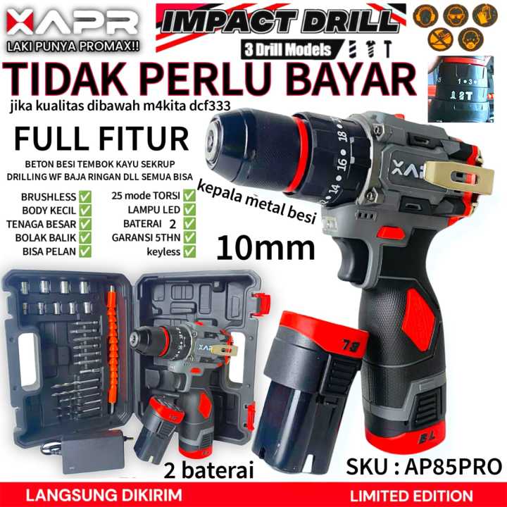 APR RAJA BOR impact drill BRUSHLESS TYPE AP85 pro 10mm keyless auto ...
