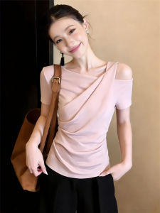 Korean Style Pink Off-Shoulder T-Shirt Blouse