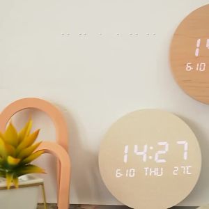 Solid Wood LED Wall Clock Creative Clocks Living Room Home Bedroom Silent Clock Nordic Style Fashion Wall Clock Luxury Clocks