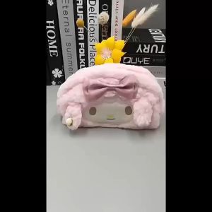 【Eco-friendly】 Plush Pencil Case Storage Bag Girls Cute Large Cartoon Stationery Melody Cosmetic