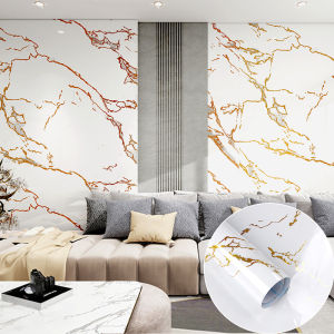 60X200cm Gilding silver Marble Wallpaper 200℃ Heat Proof Glossy Sticker for Stove Kitchen Table Cabinet Wardrobe living room wall background DIY Self Adhesive Wall Sticker