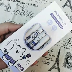 Dotto Cute Line Kitten Premium Gel Pen Pulpen Karakter 3D 0.5 MM Quick Dry Hitam 1 SET 6 PCS LK