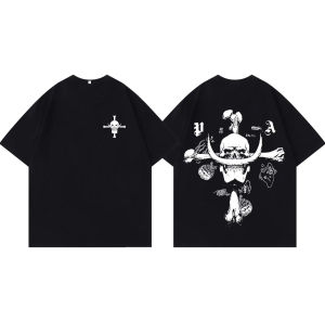 Bandai | ONE PIECE Animation Derivatives White Beard Edward·Newgate Printed Short Sleeve T-shirt Mens Womens Fashion Loose Cotton Top