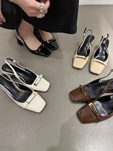 Korea Buckle Back Strap Mid Heel Sandals: A Stylish & Elegant Office Shoe