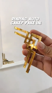 Estation - List Mirror Wall Sticker Gold Sudut Siku Dekorasi Motif Strip Hairline Dekorasi 10*10cm