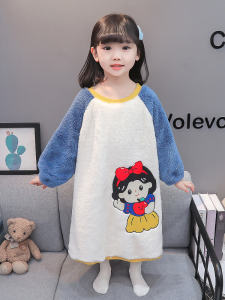 หนาขึ้น Coral ผ้าขนแกะ เด็ก ชุดนอน ฤดูหนาว เสื้อผ้าหน้าแรก ชุดนอนเด็กผู้หญิง เด็กทารก เสื้อคลุม นุ่ม โพลีเอสเตอร์ ผ้าสวมใส่สบาย