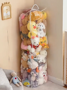 ถุงเก็บตุ๊กตาผ้ากำมะหยี่ ถุงซิปใสกันฝุ่น สำหรับจัดระเบียบและเก็บตุ๊กตาเด็กและตุ๊กตาผ้ากำมะหยี่