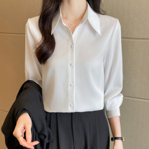 100.00kg Professional White Shirt Womens Long Sleeve Fall and Winter Fleece-lined plus Size Inner Match Elegant Slimming V-Neckline Formal Suit Work Clothes