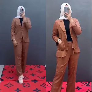 ONE SET BLAZER WOLLYCRAPE/ATASAN MUSLIMAH TERBARU/BUSANA MUSLIMAH TERBARU