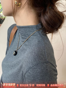 Slim Fit Grey Base Shirt Long Sleeve Half High Collar Womens Early Autumn Winter Fashionable Thinming High End Feeling Top