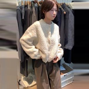 WANGGONGZHU | Zipper High Neck Knitted Sweater Women Loose Lazy Style Spring Autumn Fashion Slimming Outerwear Princess Style Long Sleeve