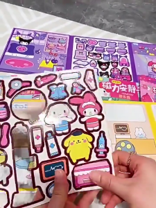 หนังสือเงียบแม่เหล็ก Sanrio Kuromi หนังสือของเล่นทำด้วยมือ DIY หนังสือ Doudou เรื่องการศึกษา Cinnamoroll มือถือมาตรฐานสำหรับเด็กของขวัญ