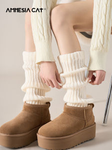 White Knitted Cotton Socks Womens Autumn Winter Warm Thick High Tube Snow Boots Matching Y2K Style Memory Cat Brand Sweet Style