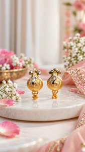 [SG] Mango Motif Imitation Gold Earrings | Gold-Tone Indian Earrings | Ornate Small Drop Earrings | ear me out (EMO-311)