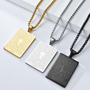 Kemstone Titanium Steel Necklace Minimalist Cross Pendant Gothic Jewelry Gift for Men