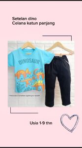 Setelan Anak Laki Baju Anak Cowok Celana Panjang 1 tahun - 9 tahun Dino Kpjg