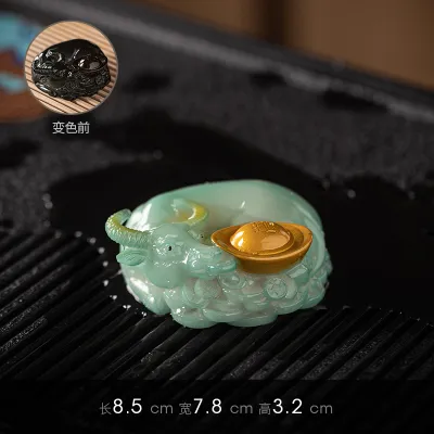 Creative Resin Tea Pet Ornament Premium Quality Cow Turns the World Upside down Change Color Tea Tray Tea Table Decor Zen Tea Play