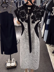 Summer New Style Womens Lace Patchwork Sleeveless Dress Slimming Midi A-Line Skirt Fashionable Design Sense Waist-Cinching