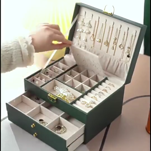 Ayosbay Jewelry Organizer Pu Leather Jewelry Box Multifunction Necklace Earring Ring Dust Display Storage Box Necklace