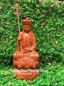 Tượng địa tạng vương bồ tát phong thủy gỗ hương kt :40/20/20