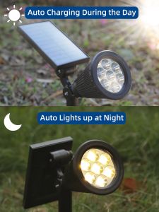 Led Solar Lawn Light Outdoor Waterproof IP65 Garden Lights Auto On/Off 2 In 1 Solar Spike Lamp for Path Courtyard Landscape Solar Lighting