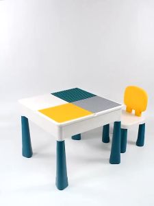 Đồ chơi bàn lắp ráp nhiều chi tiết có ngăn đựng đồ kèm ghế làm bàn học bàn ăn cho bé