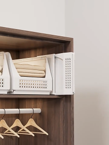 Wardrobe Organiser Stackable Socks Clothes Storage Box Shelf Rack Pull Out Foldable Cabinet Box