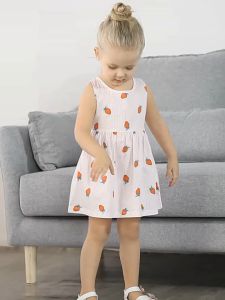 Babyonline(Y110)L5 ชุดกระโปรงแฟชั่นเด็กผู้หญิงพิมพ์ลายการ์ตูนน่ารัก ผ้าฝ้าย นุ่ม ใส่สบาย