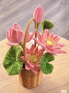 Creative DIY Handmade Materials Kit Small Lotus Flower Lotus Pod Lotus Leaf Twist Stick Bouquet Encrypted Handmade Craft Kit