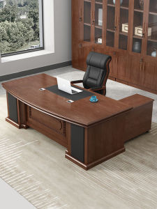 Modern Minimalist 2.2m Large Office Desk Executive President General Manager Painted Combination Workstation with Side Table
