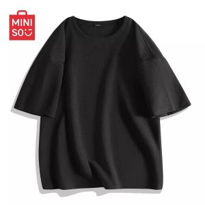 Miniso | Black Waffle Polo Shirt Short Sleeve
