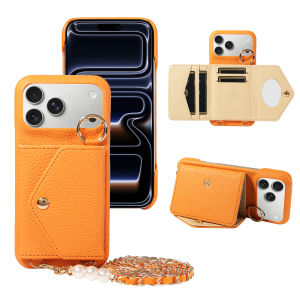 Ốp Điện Thoại Da PU Cho iPhone 17/16/15/14/13/12/11 Pro Max Plus Mini Chống Sốc Có Ví Kèm Gương