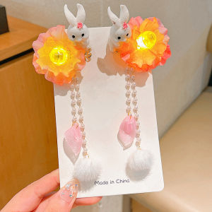 Easter Rabbit Hair Clip Childrens Hanfu Headwear Little Girl Glowing Rabbit Ear Hair Clip Girls Ancient Costume Clip