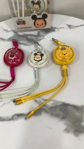 Disney 3in1 Retractable Fast Charging Cable Lightning Type C Micro USB