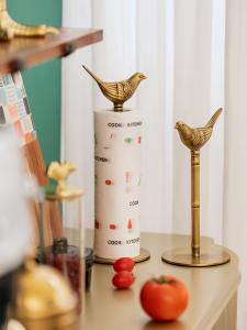 Bronze Tissue Holder Luxury Kitchen Use Paper Storage Rack Stand Creative Roll Paper Towel Nordic Dining Paper Rack