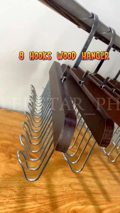 6pcs/4pcs/2pcs 8Hooks Solid Wood Hanger Bra Hanger Belts Rack Tie Cap Non-Slip Holder Underwear Organizer Storage