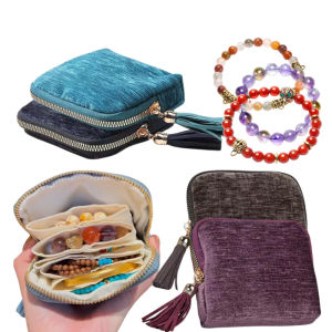 Exquisite Jewelry Storage Bag With Tassel Pendant Ring Zipper Jewelry Bag Large Capacity Travel Crystal Bracelet Storage Pouch