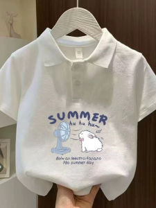 Girls Summer Cotton Polo Shirt Short Sleeve Loose Casual Cartoon Half Sleeve T-Shirt Set Comfortable Breathable Kids Wear