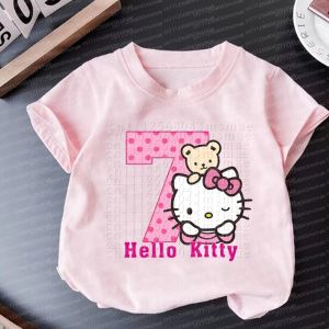 52TOYS | New Summer Cute and Fun Digital Hello Kitty Printed Parent Child Clothing Summer Childrens Casual Top Birthday Gift