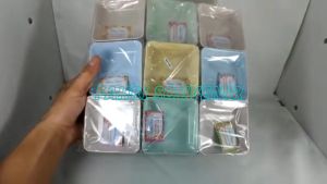 Souvenir Mangkok Kotak kemasan plastik warna soft souvenir pernikahan ulang tahun dan khitanan isi 50 pcs